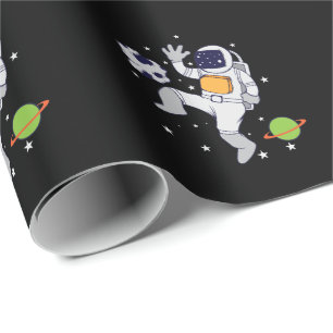 astronaut in the universe wrapping paper