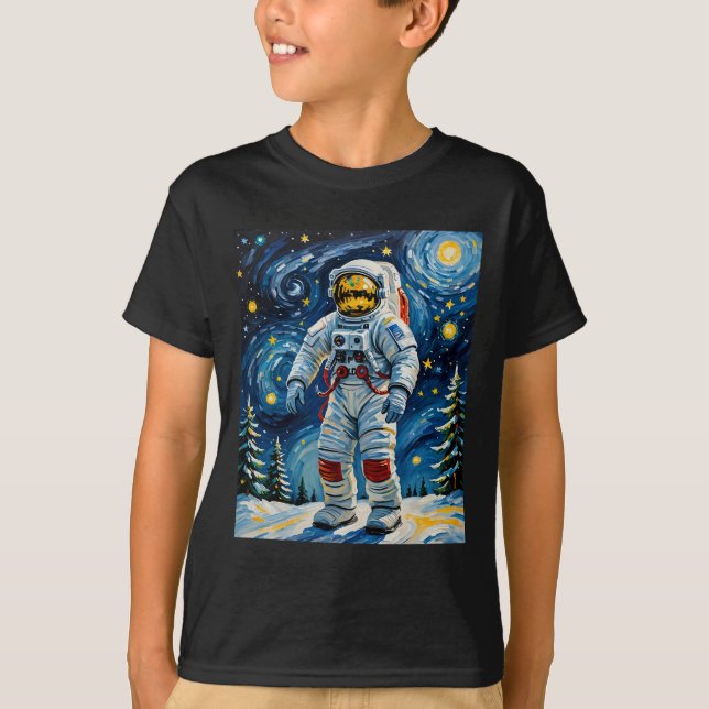 Astronaut in Winter Forest T-Shirt (Front)