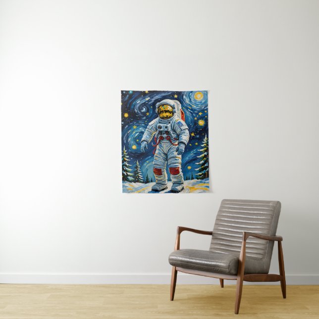 Astronaut in Winter Forest Tapestry (In Situ)