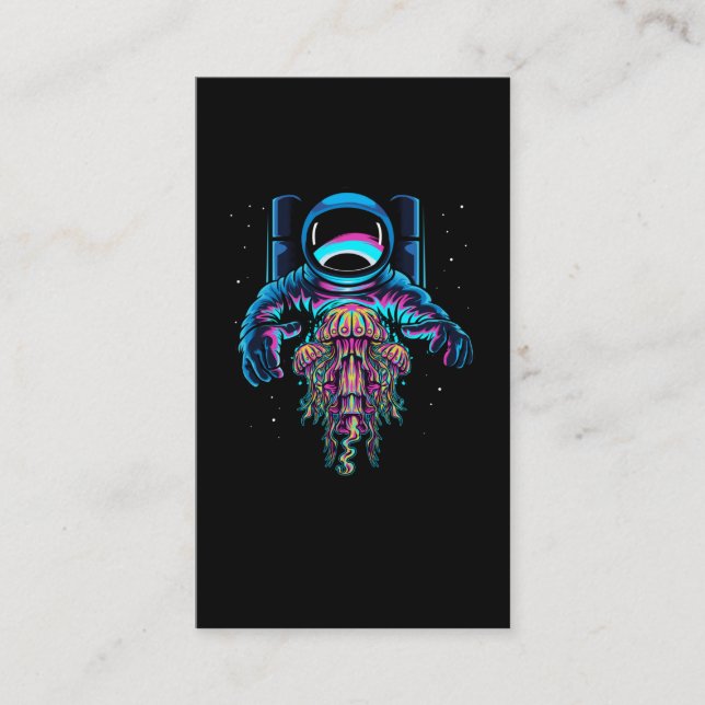 Astronaut Jelly Fishes Colorful Cosmonaut Business Card (Front)