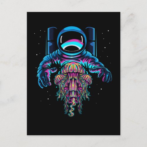 Astronaut Jelly Fishes Colorful Cosmonaut Postcard