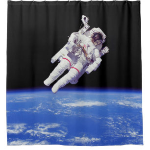 Astronaut Jetpack Spacewalk Earth Orbit Photo Shower Curtain