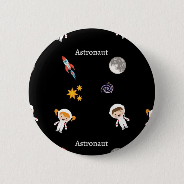 Astronaut job pattern on black button (Front)