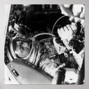 Astronaut John Glenn inside Friendship 7 Poster