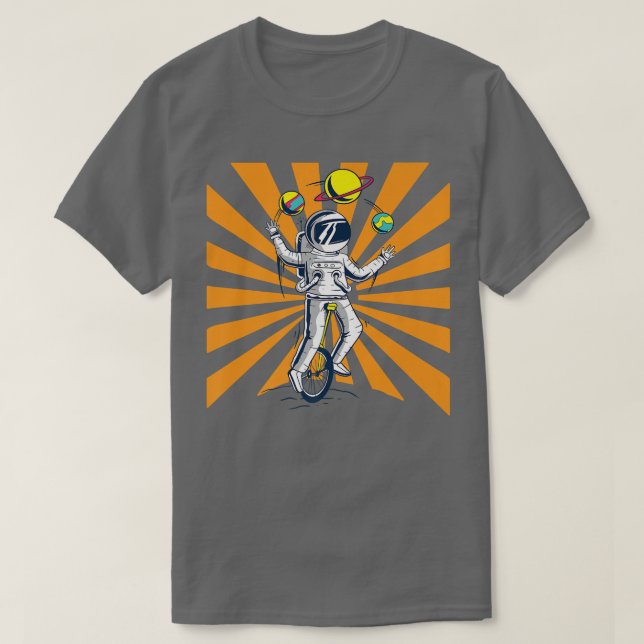 Astronaut Juggling Planets Unicycle  T-Shirt (Design Front)