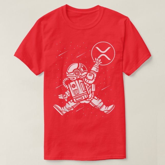 Astronaut Jump Ripple XRP Coin To The Moon Crypto  T-Shirt (Design Front)