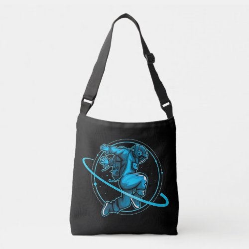 Astronaut Jumping Dancing Around Saturn Artwork  Crossbody Bag