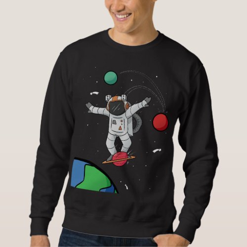 Astronaut Jumping Planets in Outer Space Funny Gif Sweatshirt