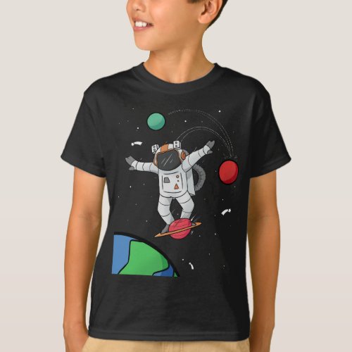 Astronaut Jumping Planets in Outer Space Funny Gif T_Shirt