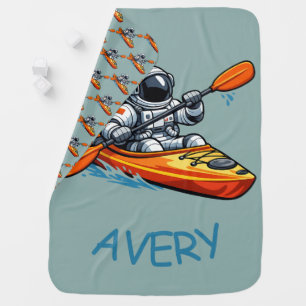 . Astronaut Kayaking Baby Blanket