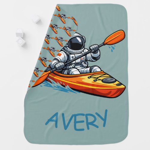 . Astronaut Kayaking Baby Blanket