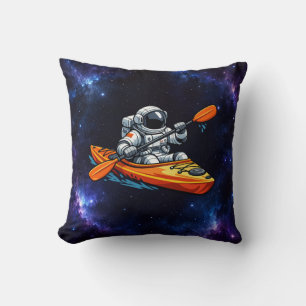 . Astronaut Kayaking Throw Pillow