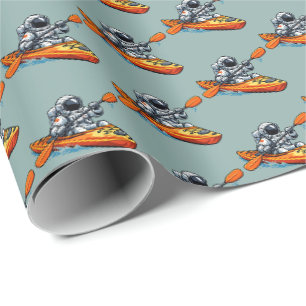 . Astronaut Kayaking Wrapping Paper