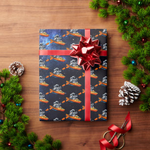 . Astronaut Kayaking Wrapping Paper