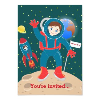 Astronaut kid birthday party card