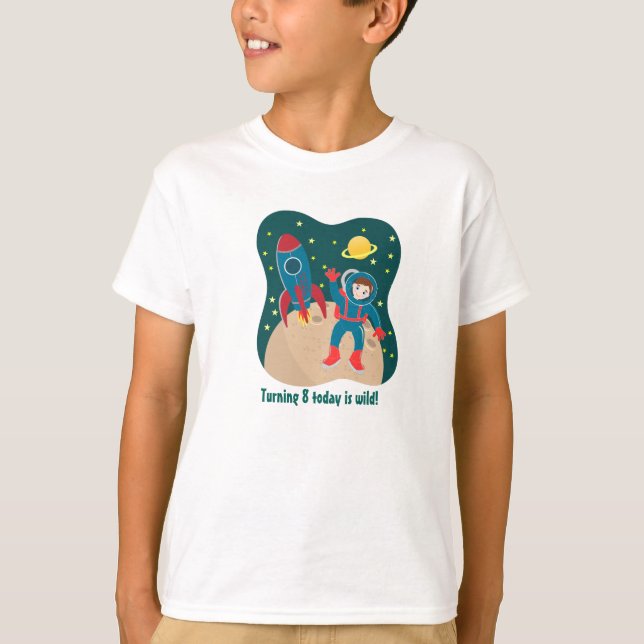 Astronaut kid on the moon birthday party T-Shirt (Front)
