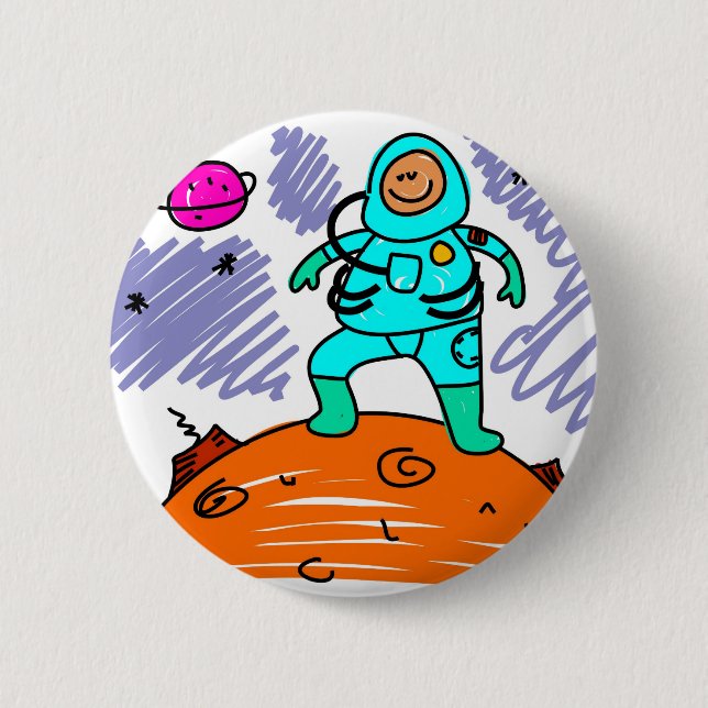 Astronaut Kid Pinback Button (Front)