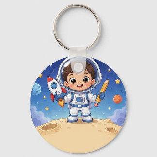 Astronaut Kid Ready to Explore Keychain