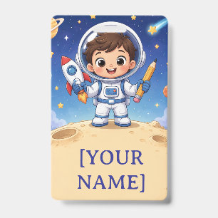 Astronaut Kid Ready to Explore School Noteboo Badge