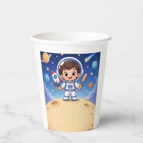 Astronaut Kid Ready to Explore School Noteboo Paper Cups