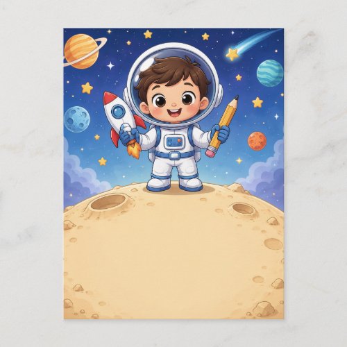 Astronaut Kid Ready to Explore School Postcard