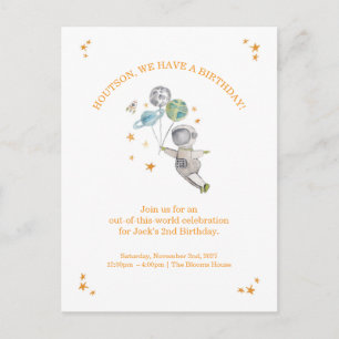 Astronaut Kids Birthday Invitation Space Party Postcard