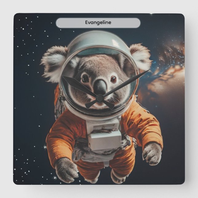 Astronaut Koala Space Surreal Animal Custom Square Wall Clock (Front)
