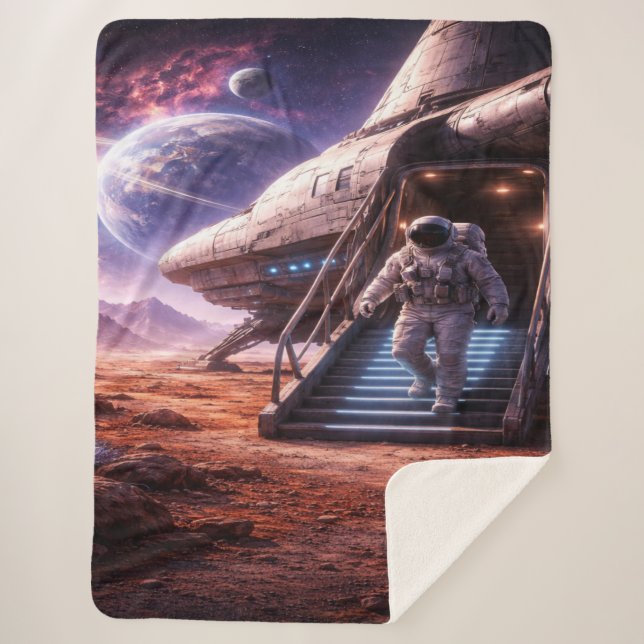 Astronaut Leaving Landing Ship Sherpa Blanket (Front)