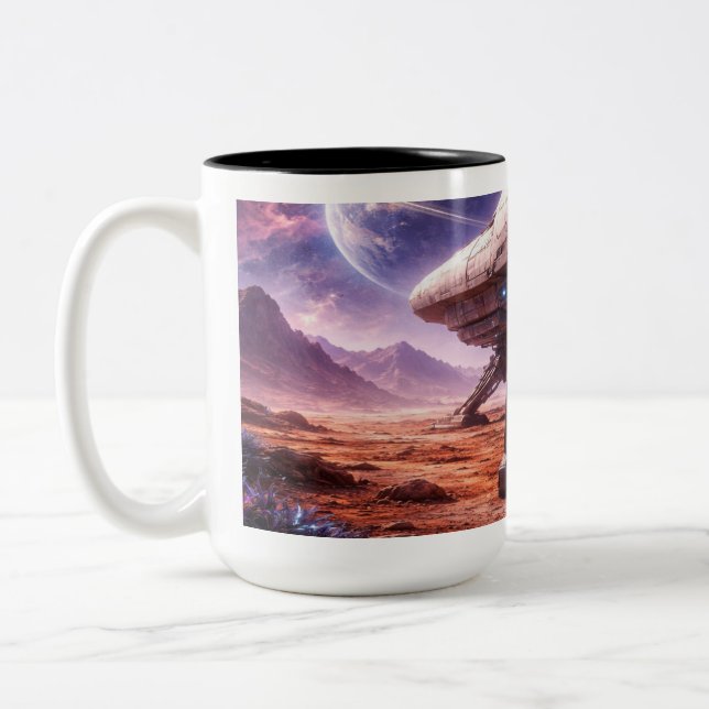 Astronaut leaving Space Ship Two-Tone Coffee Mug (Left)