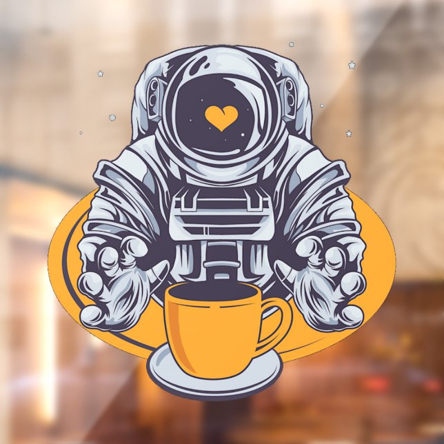 Astronaut Love Coffee Window Cling (Sheet 2)