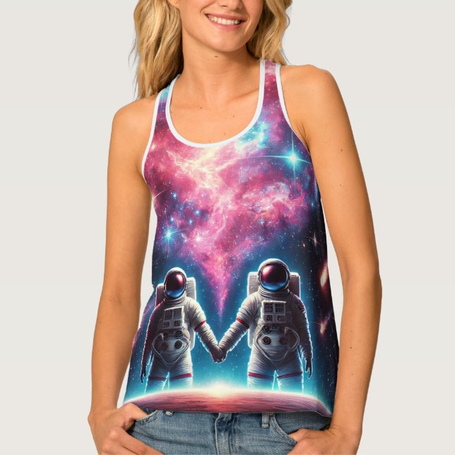 Astronaut Love Galaxy Women's Tank Top (Front)