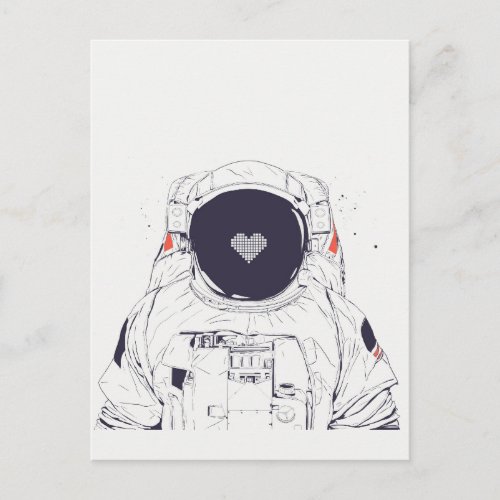 Astronaut love postcard