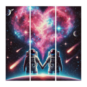 Astronaut Love Triptych Wall Art