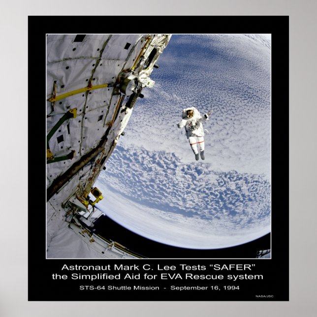 Astronaut Mark C. Lee Tests "SAFER" Rescue System Poster (Front)
