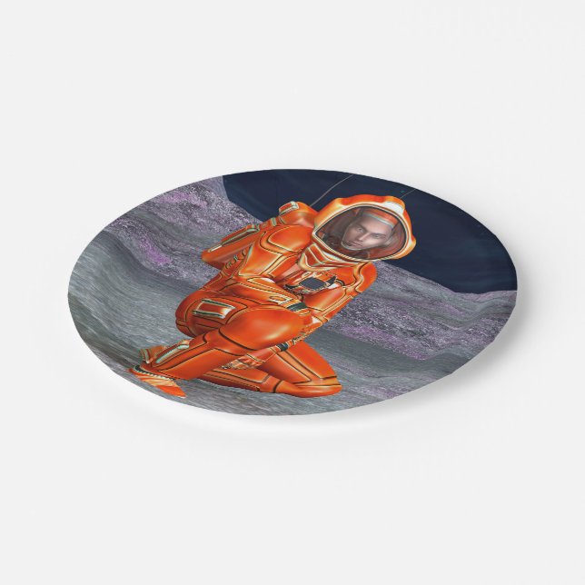 Astronaut Mars Explorer Alien Planet Space Art Paper Plates (Angled)