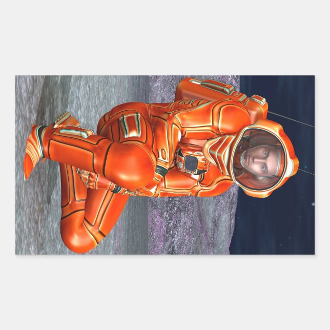 Astronaut Mars Explorer Alien Planet Space Art Rectangular Sticker (Front)
