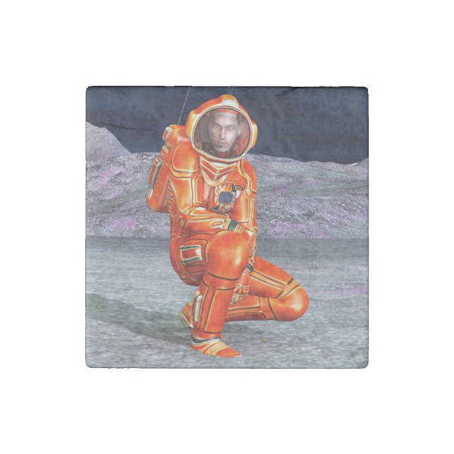 Astronaut Mars Explorer Alien Planet Space Art Stone Magnet (Front)