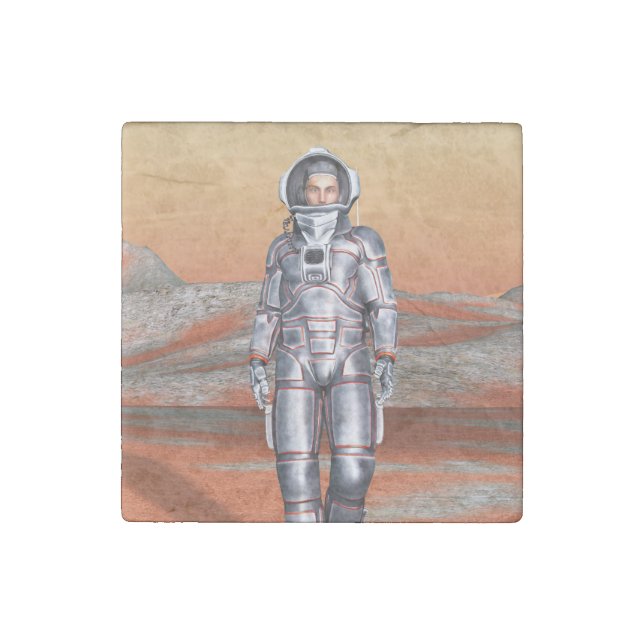 Astronaut Mars Explorer Alien Planet Space Art Stone Magnet (Front)