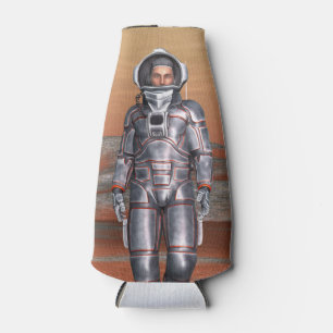Astronaut Mars Space Explorer on Alien Planet Bottle Cooler