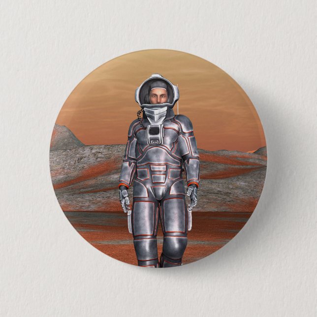 Astronaut Mars - Space Explorer on Alien Planet Button (Front)