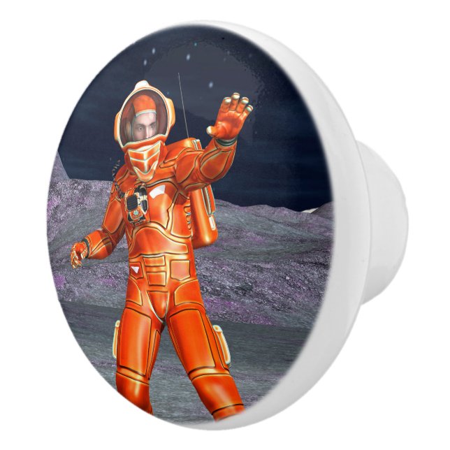 Astronaut Mars Space Explorer on Alien Planet Ceramic Knob (Right)