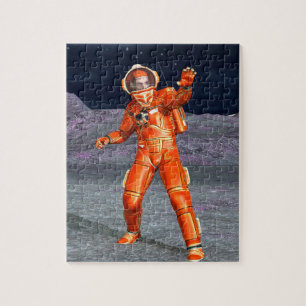 Astronaut Mars Space Explorer on Alien Planet Jigsaw Puzzle