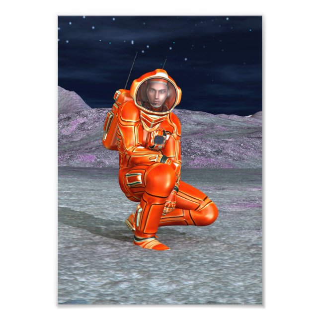 Astronaut Mars Space Explorer on Alien Planet Photo Print (Front)