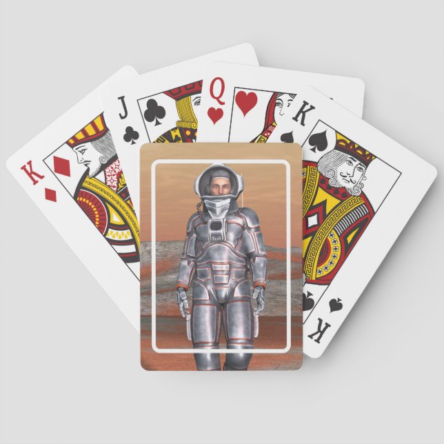 Astronaut Mars - Space Explorer on Alien Planet Poker Cards (Back)