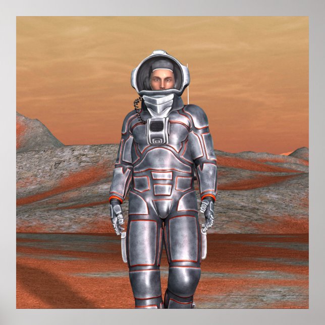 Astronaut Mars - Space Explorer on Alien Planet Poster (Front)