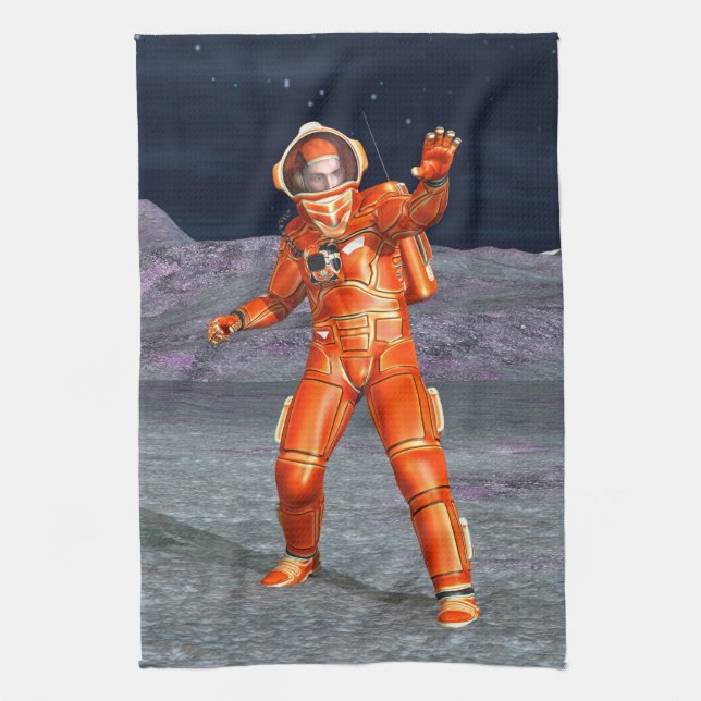 Astronaut Mars Space Explorer on Alien Planet Towel (Vertical)