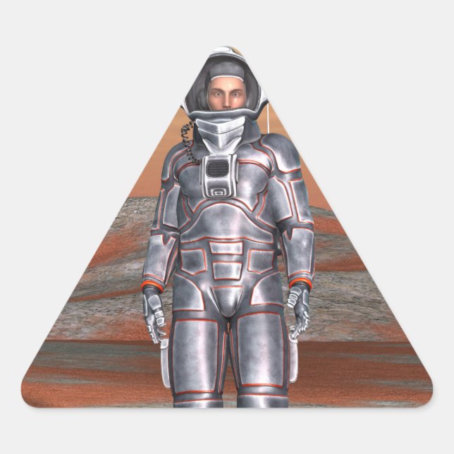Astronaut Mars - Space Explorer on Alien Planet Triangle Sticker (Front)
