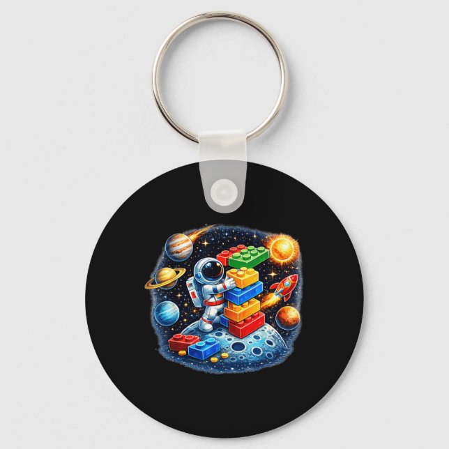 Astronaut Master Builder Building Block Solar Keychain (Front)