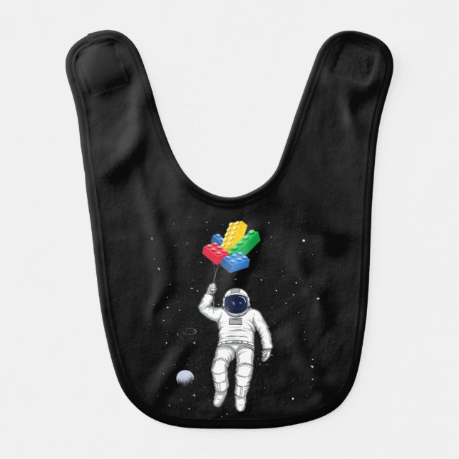 Astronaut Master Builder, Building Blocks Baby Bib (Front)