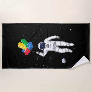 Astronaut Master Builder, Building Blocks Beach Towel